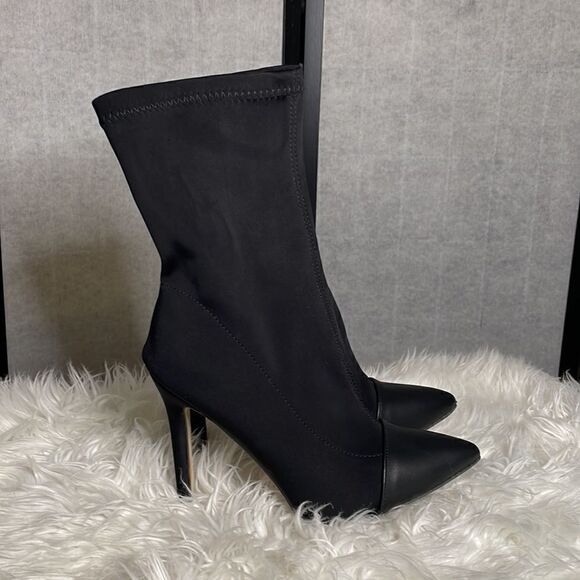 Black,  leather toe,  sock booties size 8. NWOT - Picture 4 of 7